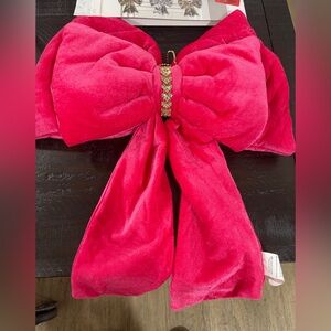 Hot Pink Velvet Ribbon Christmas Bow Valentine Bow Wall Tree Decor NWT